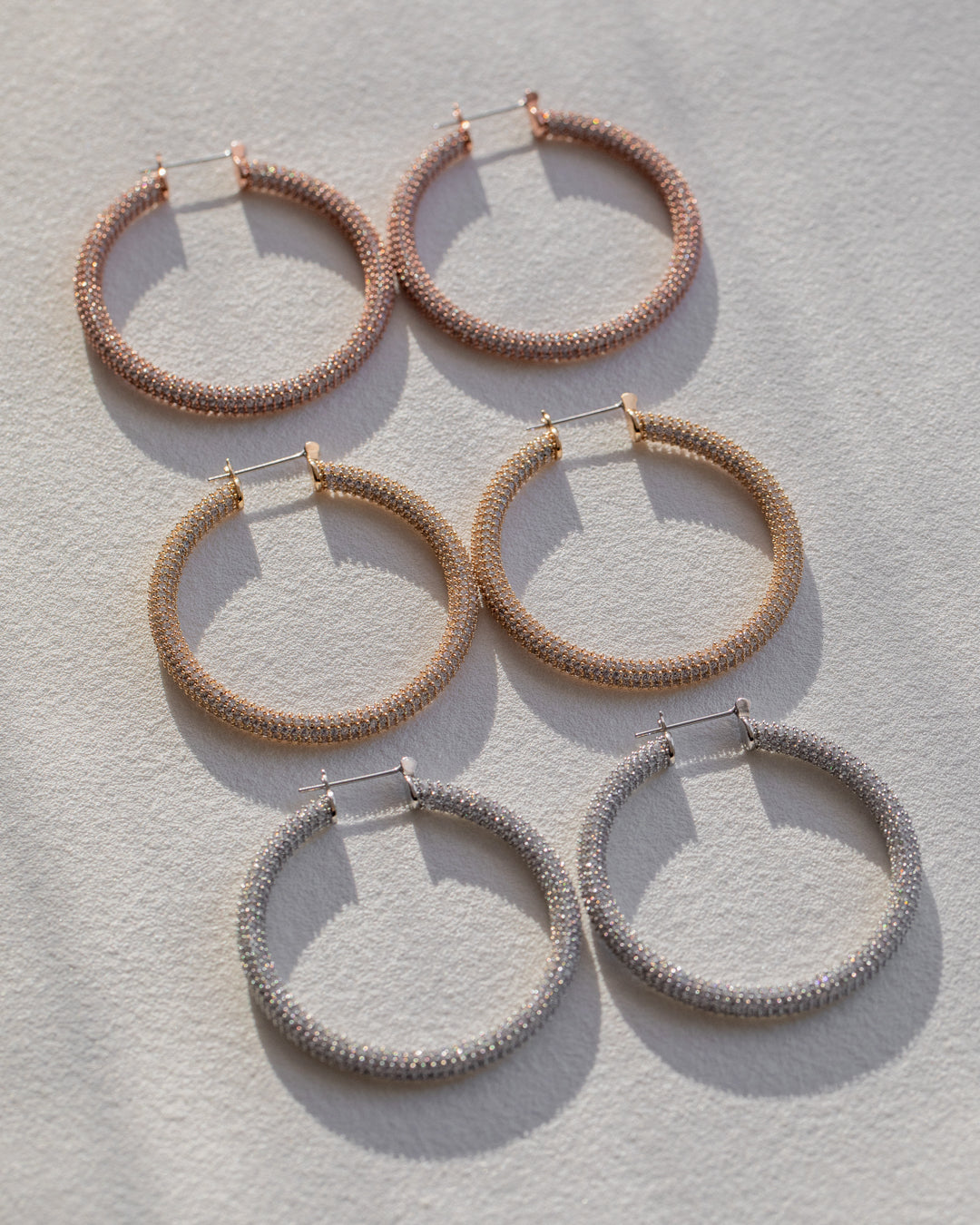 Pave Amalfi Hoops- Rose Gold — alternate angle