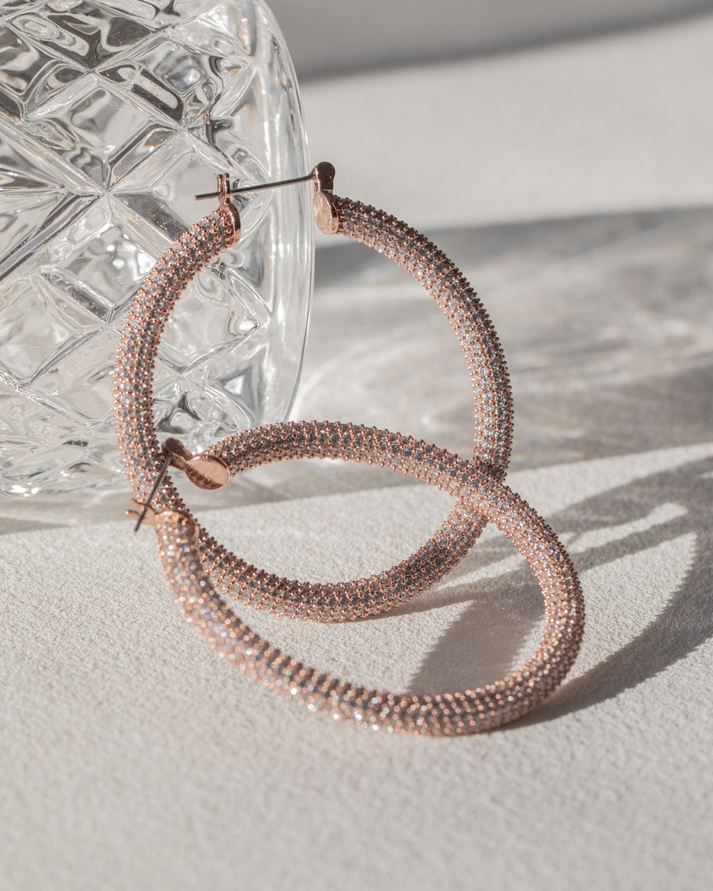 Pave Amalfi Hoops- Rose Gold — detail view