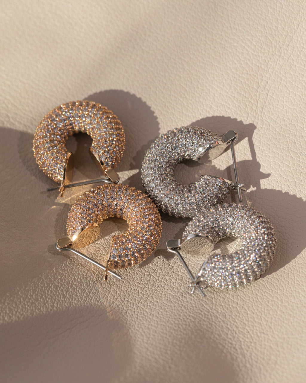 Pave Mini Donut Hoops- Silver — alternate view