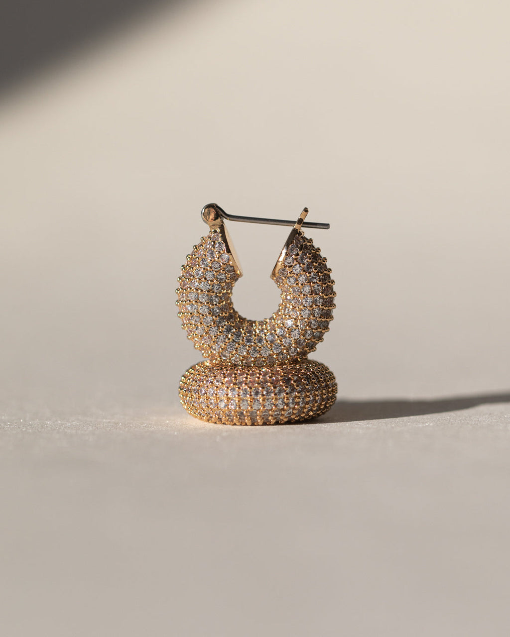 Pave Mini Donut Hoops- Gold — detail view 2