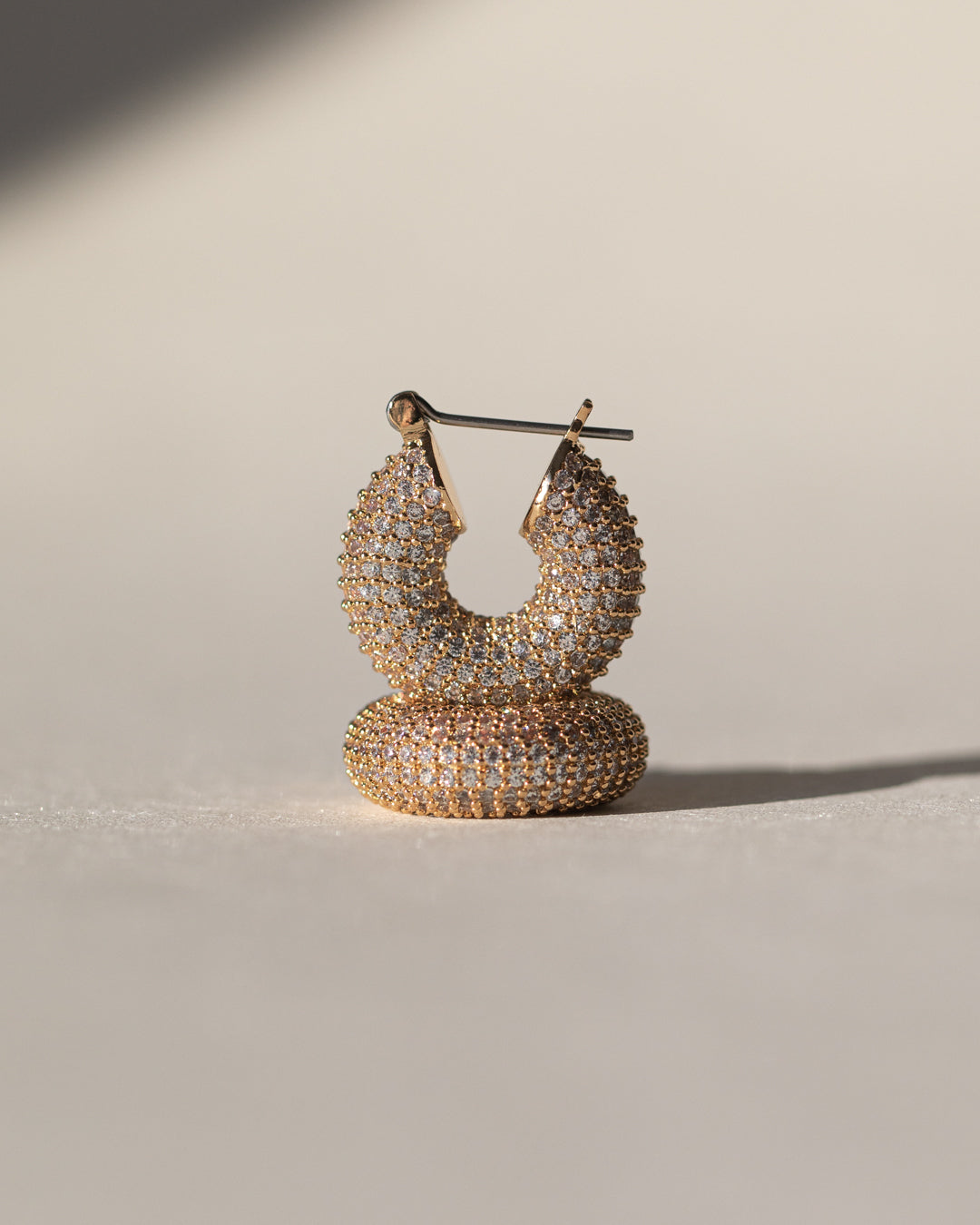 Pave Mini Donut Hoops- Gold — detail view 2