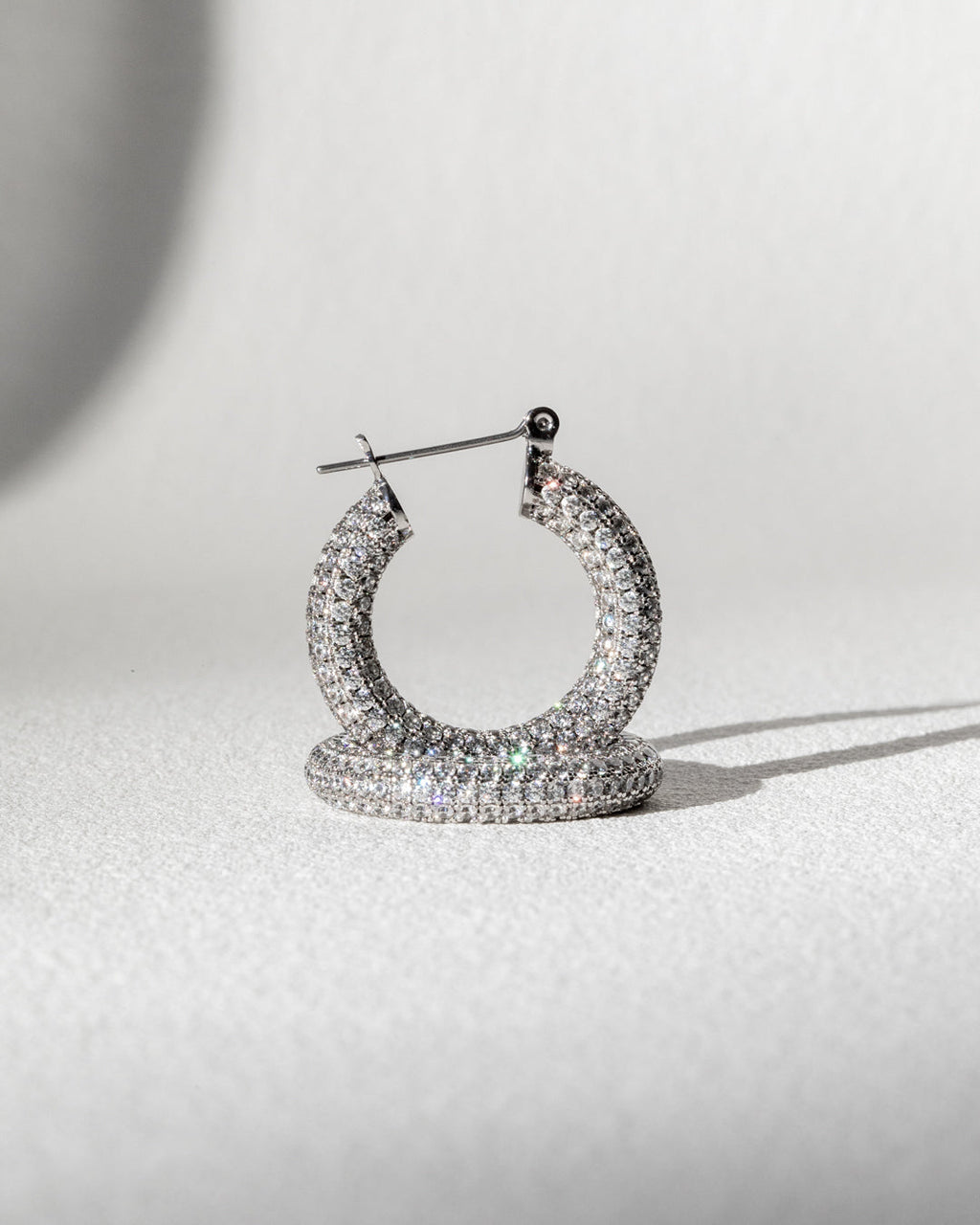 Pave Baby Amalfi Hoops- Silver — alternate view 2