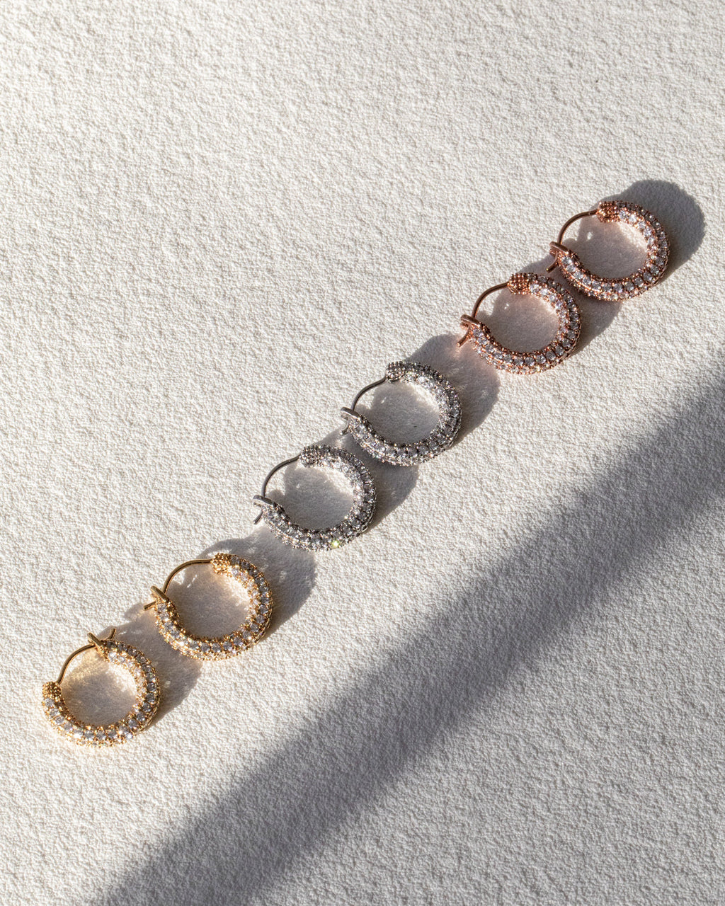 Pavé Amalfi Huggies - Rose Gold - Earrings — another angle
