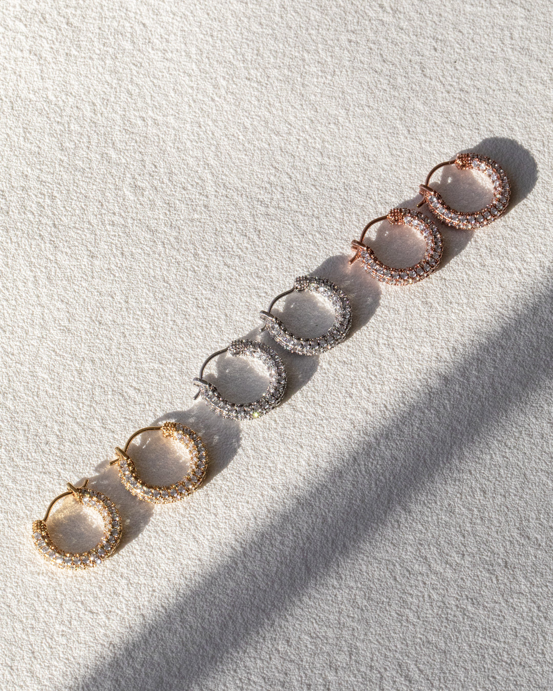 Pavé Amalfi Huggies - Rose Gold - Earrings — another angle