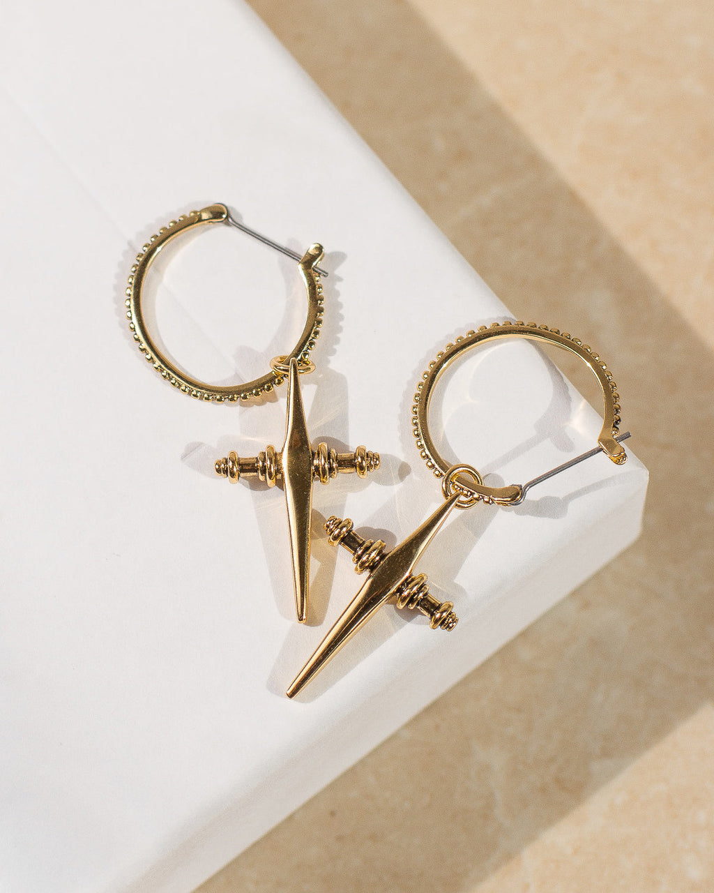 Cross Hoops - Gold in Antique Gold — alternate view