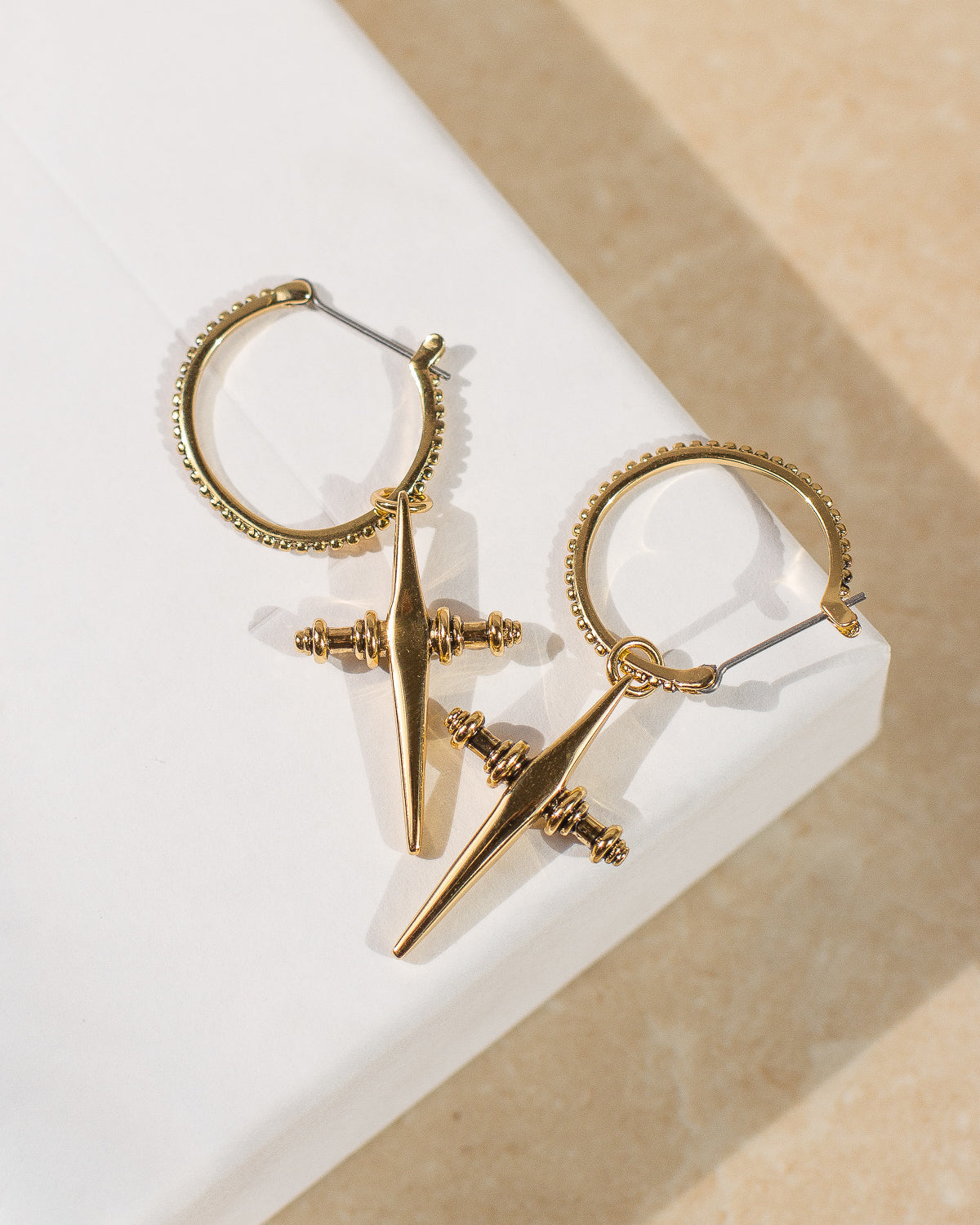 Cross Hoops - Gold in Antique Gold — alternate view
