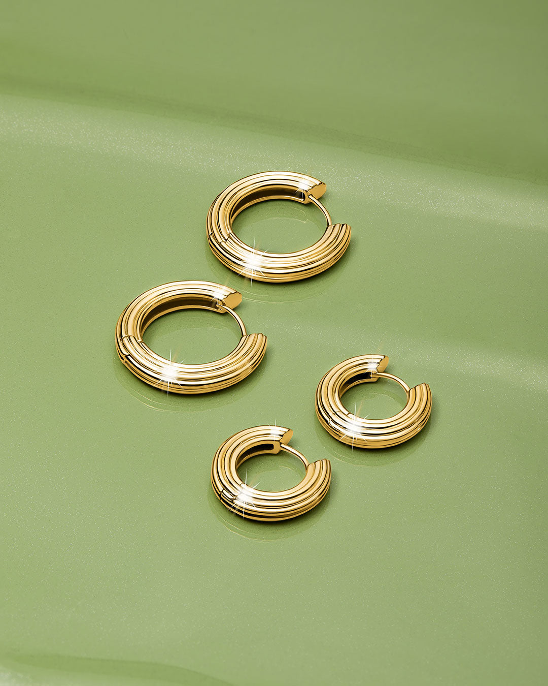Mini Ridged Amalfi Hinge Hoops — detail view
