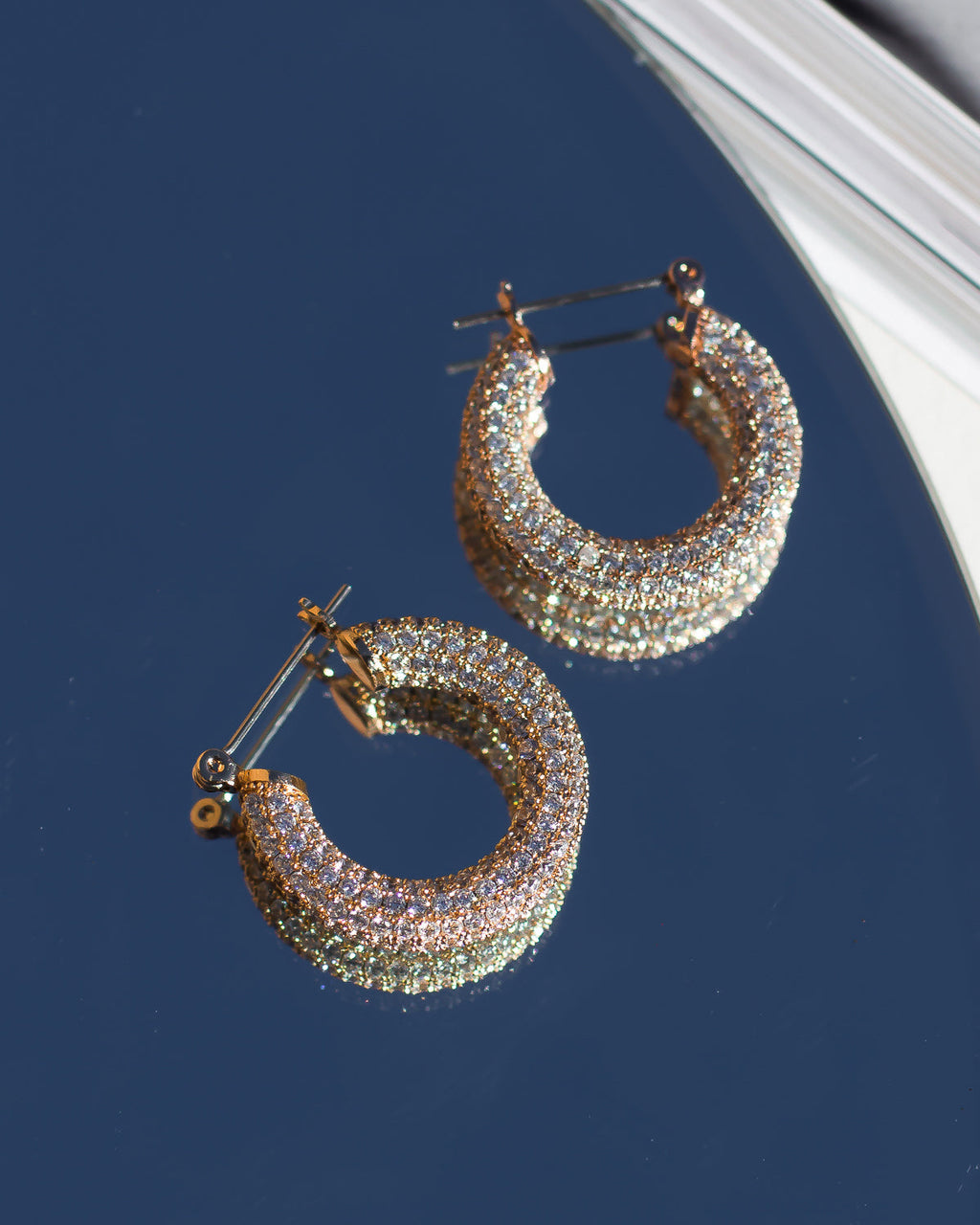 Pave Baby Amalfi Hoops- Gold — detail view