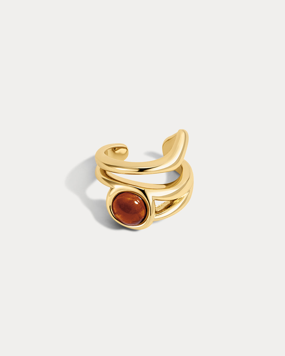 Amber Honey Resin Ear Cuff in Gold - Earrings
