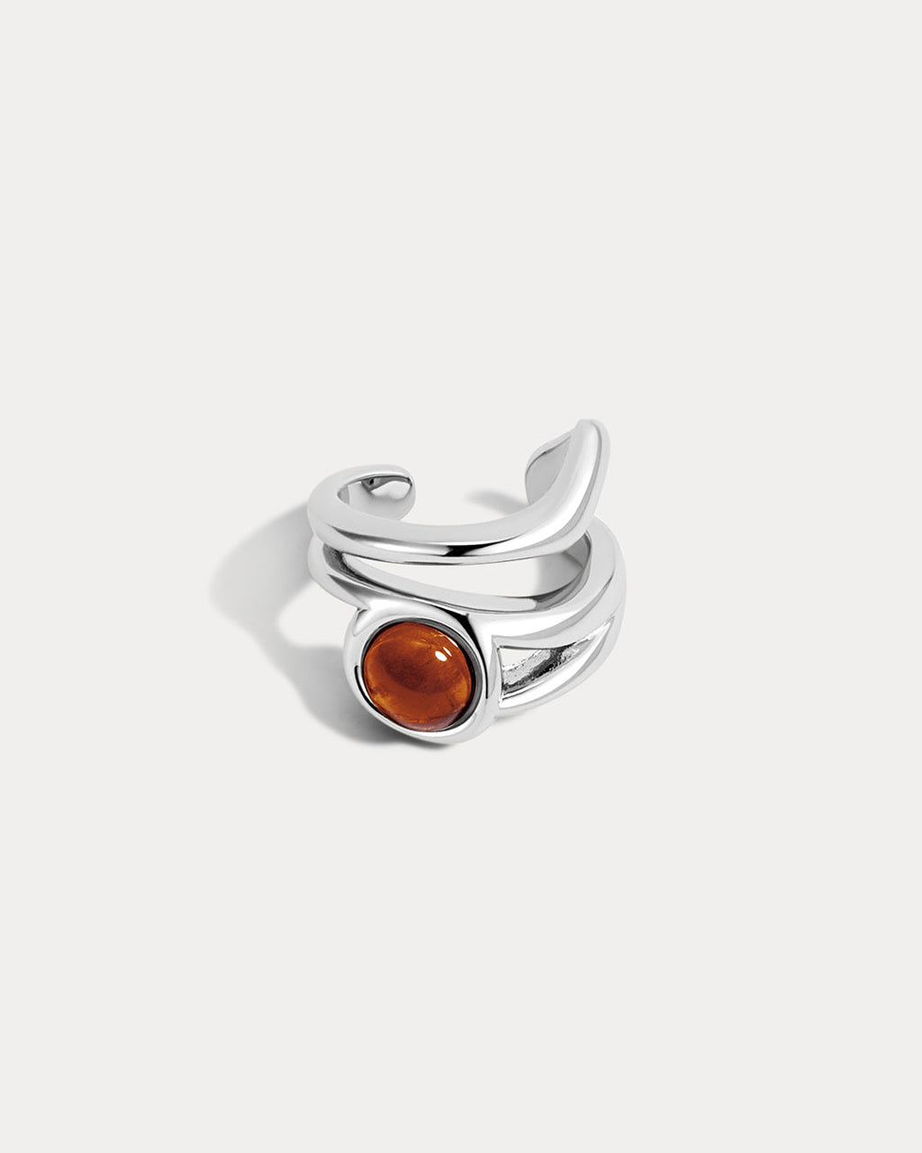 Amber Honey Resin Ear Cuff in Silver - Earrings — alternate view