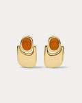 Amber Honey Resin Statement Earrings in Gold