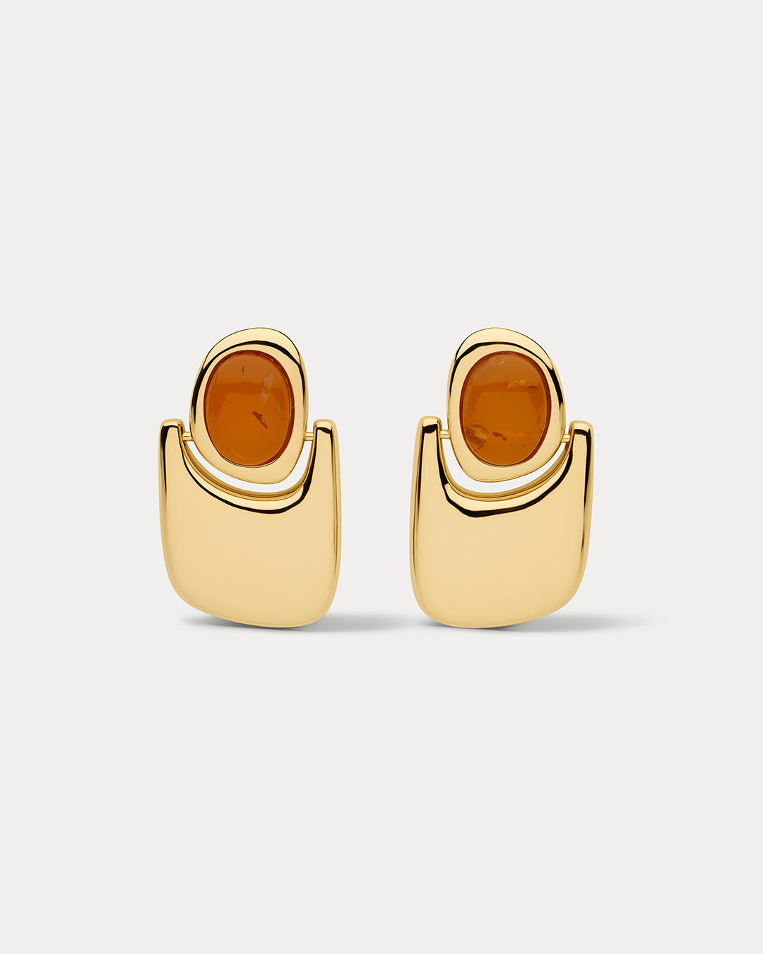 Amber Honey Resin Statement Earrings in Gold
