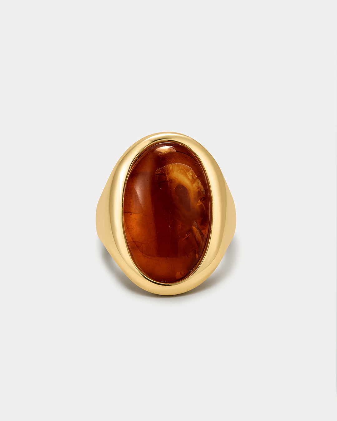 Amber Honey Resin Statement Ring in Gold