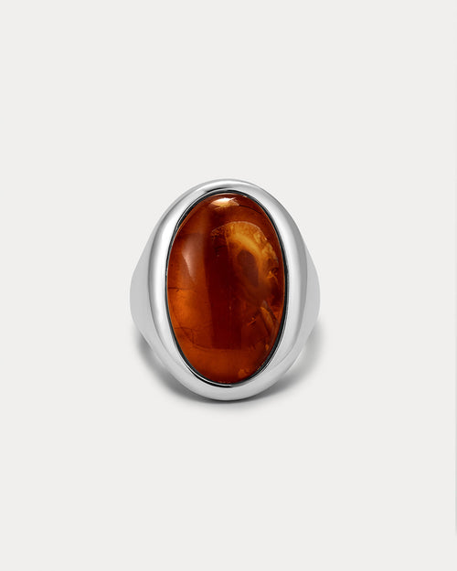 Amber Honey Resin Statement Ring in Silver — alternate view