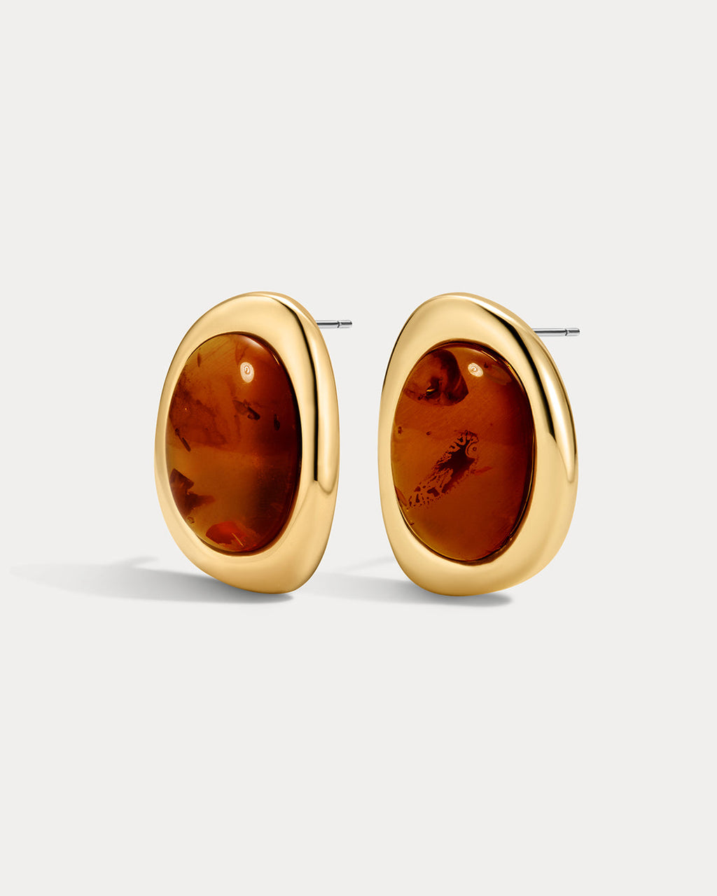 Amber Honey Resin Studs in Gold - Earrings