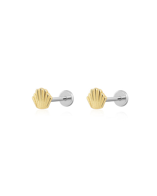 Art Deco Fan Studs in Gold - Earrings