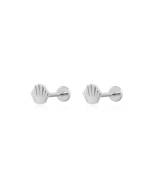 Art Deco Fan Studs in Silver - Earrings — alternate view