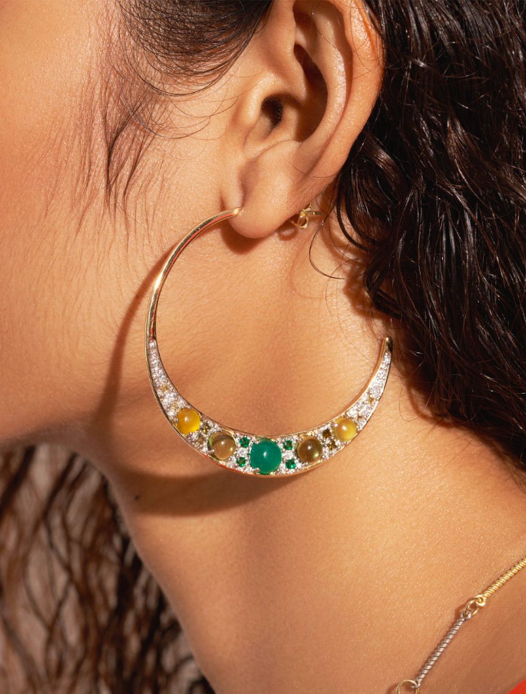 Mirage Earrings - Onyx Green, Prehnite & Citrine - alternate view