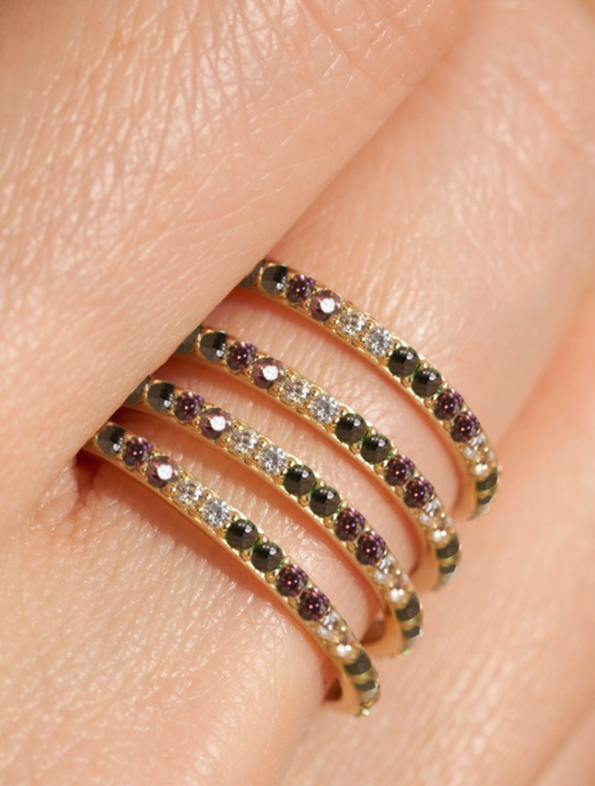 Rheya Ring - Black Zircons - alternate view