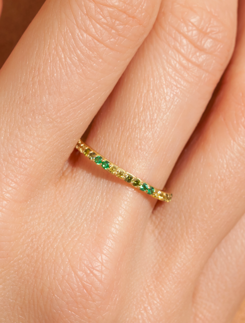 Rheya Ring - Green Zircons - alternate view