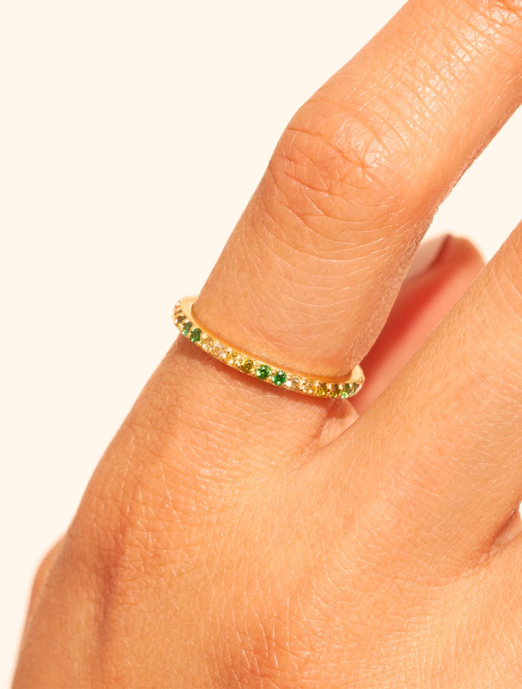 Rheya Ring - Green Zircons - detail view