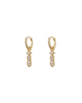 Bezel Charm Drop Huggies - Gold