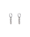 Bezel Charm Drop Huggies - Silver