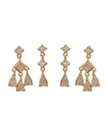 Bezel Charm Studs Set - Gold
