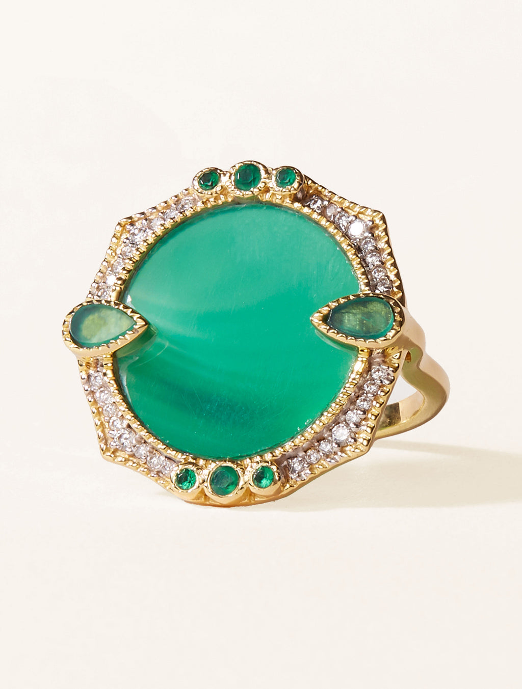 Janih Ring - Green Onyx - front view