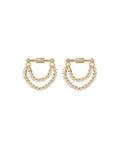 Baguette Hanging Chain Studs - Gold