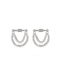 Baguette Hanging Chain Studs - Silver
