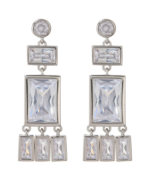 Baguette Shaker Statement Studs - Silver - Earrings