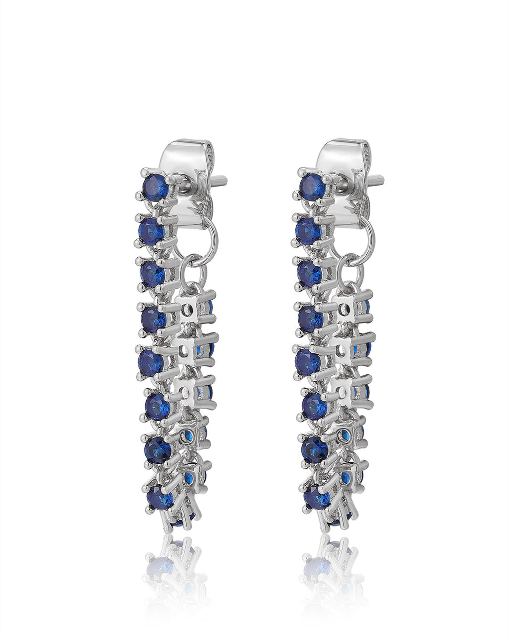 Ballier Chain Studs - Blue Sapphire - Silver
