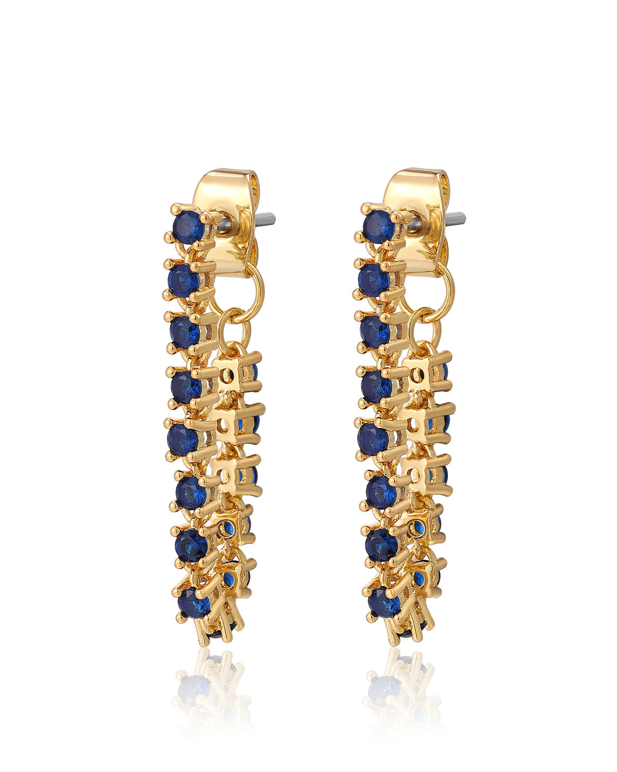 Ballier Chain Studs - Blue Sapphire - Gold