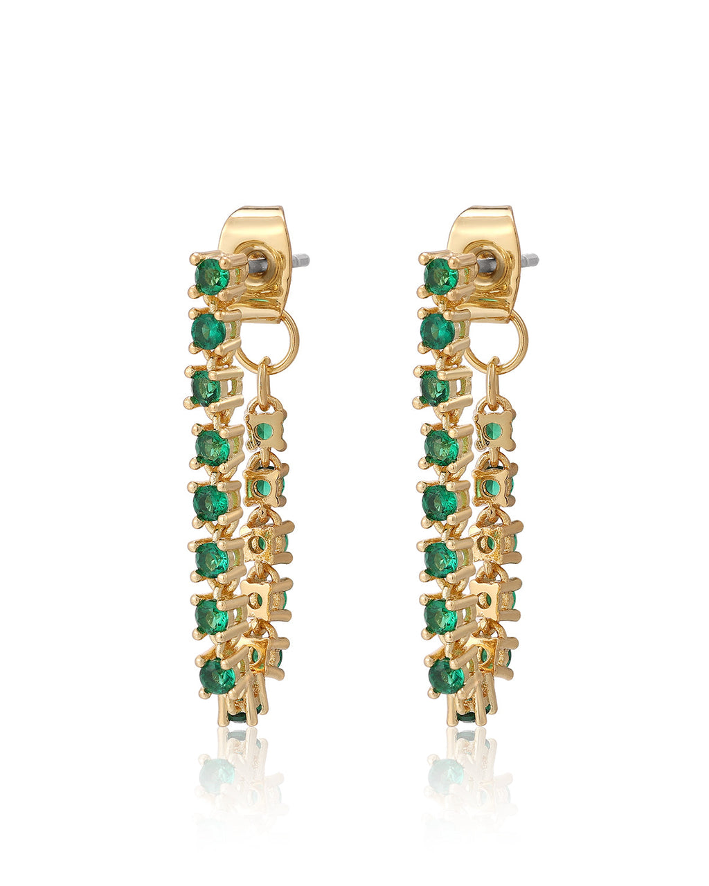 Ballier Chain Studs - Emerald Green - Gold