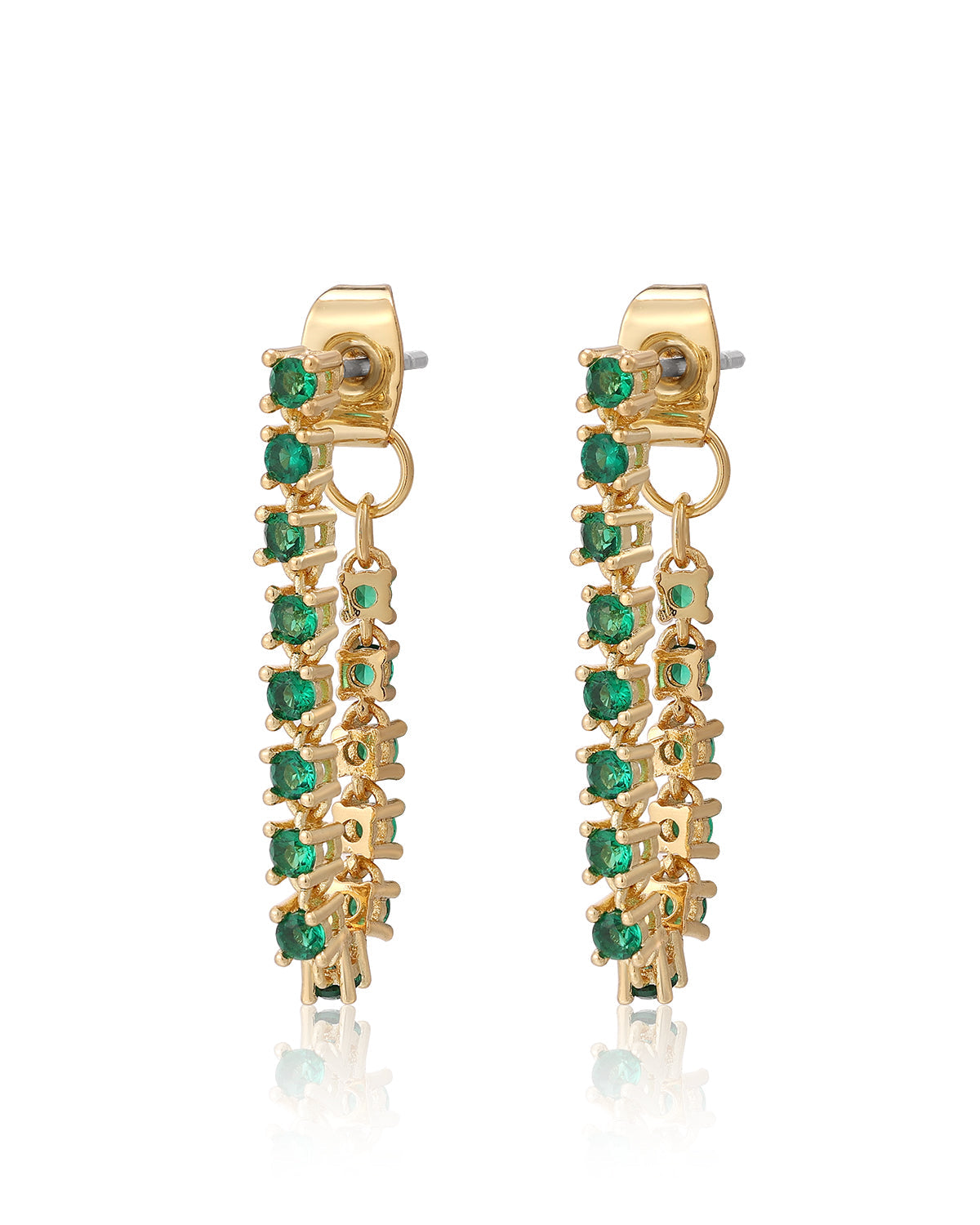Ballier Chain Studs - Emerald Green - Gold