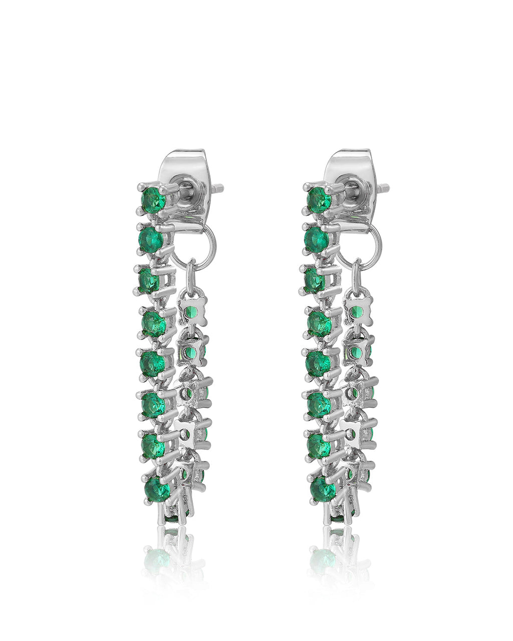 Ballier Chain Studs - Emerald Green - Silver