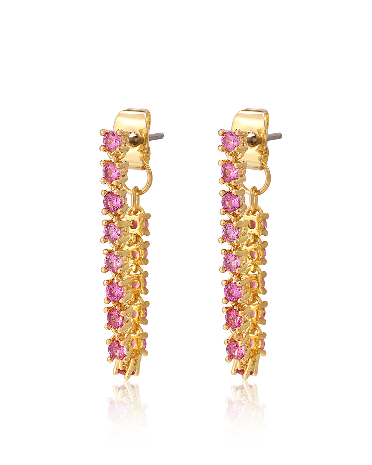 Ballier Chain Studs - Pink - Gold