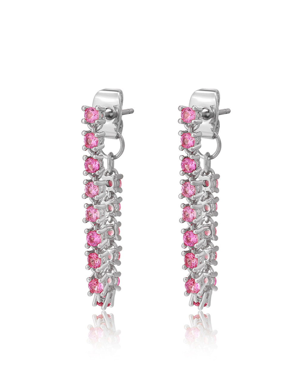 Ballier Chain Studs - Pink - Silver