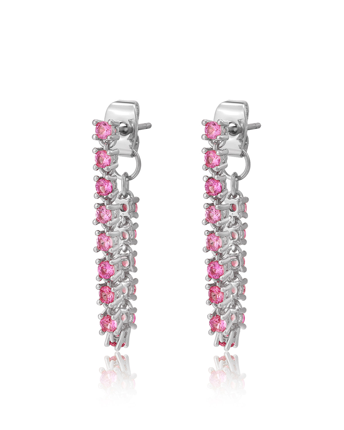 Ballier Chain Studs - Pink - Silver