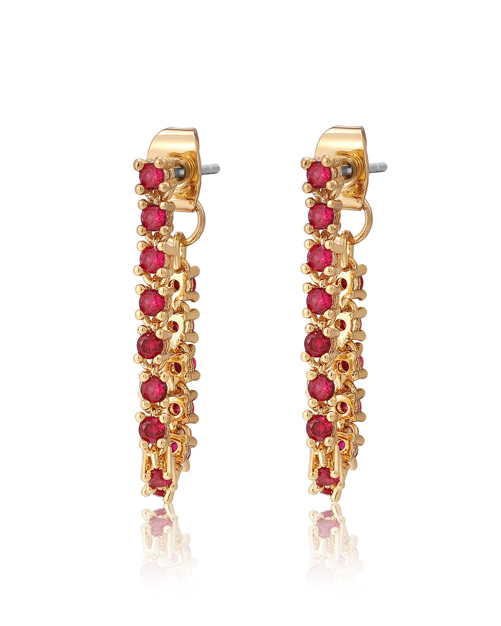 Ballier Chain Studs - Ruby Red - Gold