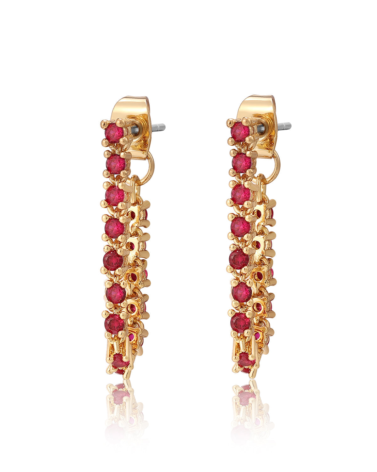 Ballier Chain Studs - Ruby Red - Gold