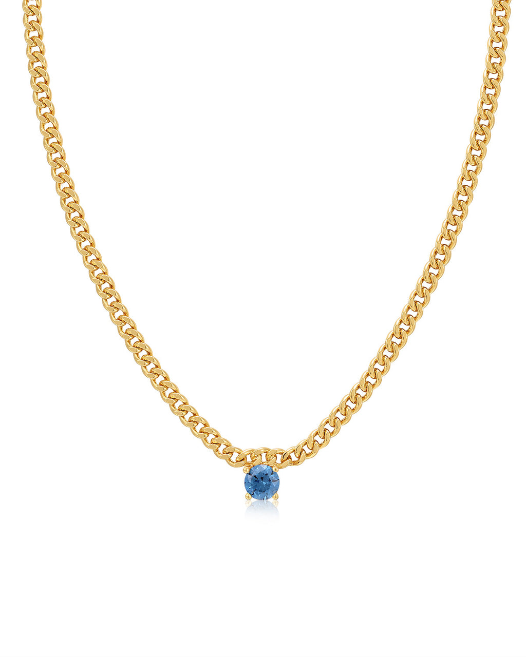 Bardot Stud Necklace - Blue Sapphire - Gold
