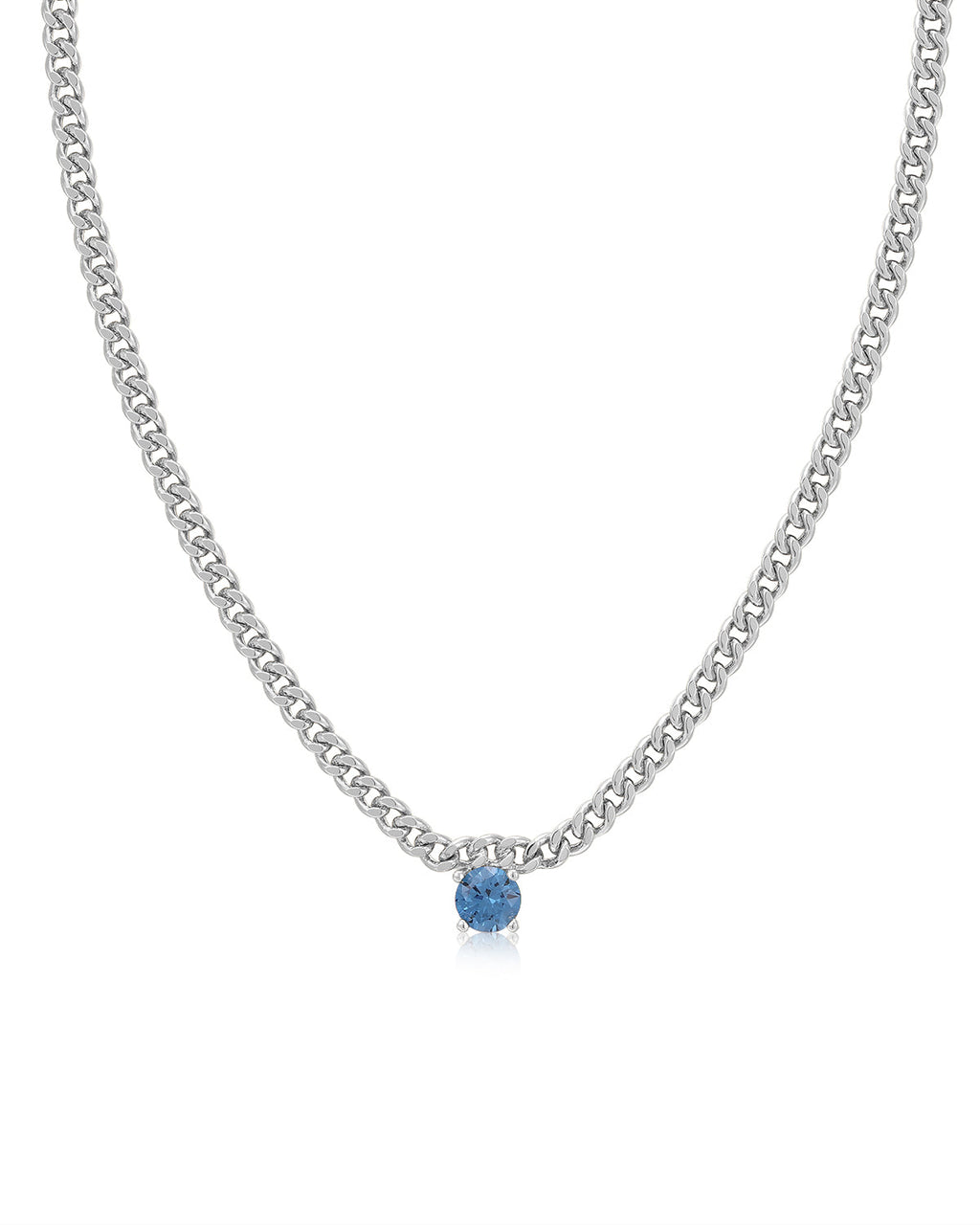 Bardot Stud Necklace - Blue Sapphire - Silver
