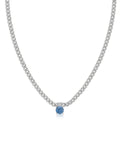 Bardot Stud Necklace - Blue Sapphire - Silver