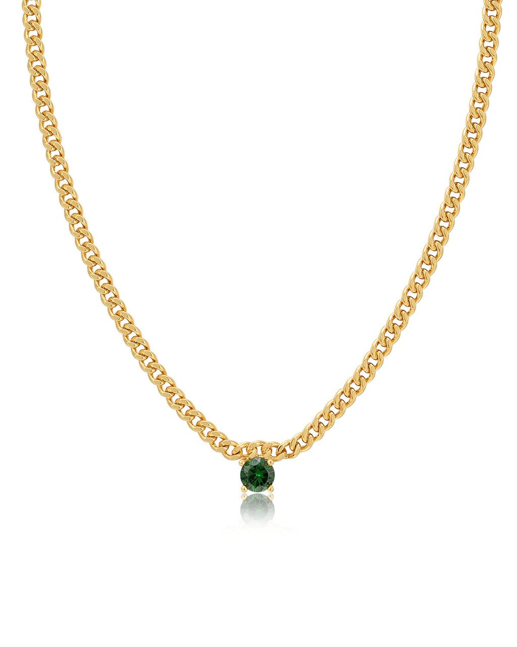 Bardot Stud Necklace - Emerald Green - Gold