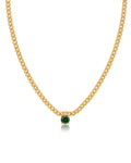 Bardot Stud Necklace - Emerald Green - Gold