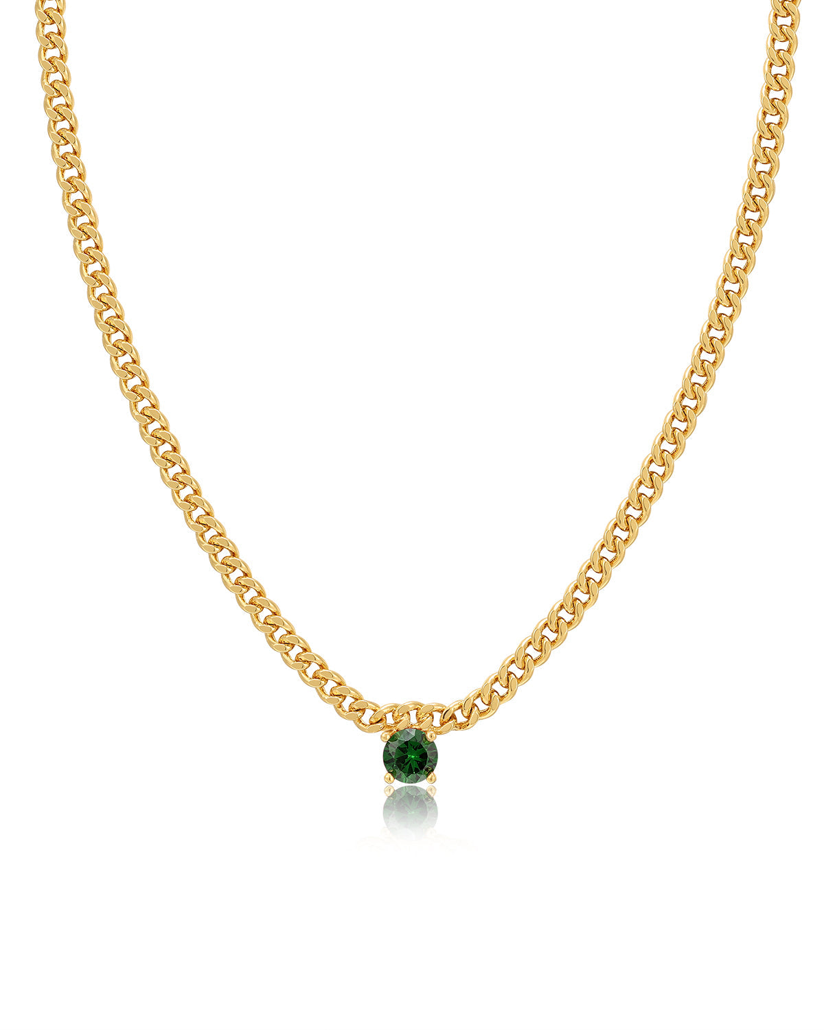 Bardot Stud Necklace - Emerald Green - Gold