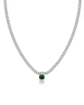 Bardot Stud Necklace - Emerald Green - Silver