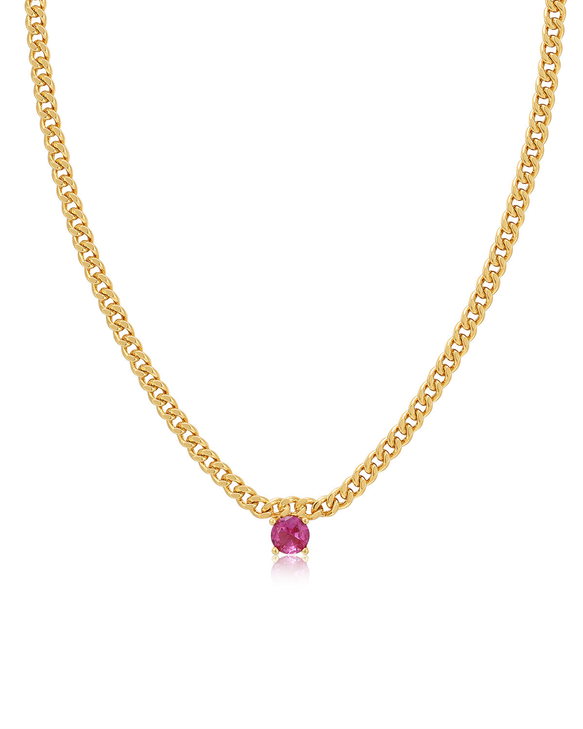 Bardot Stud Necklace - Pink - Gold